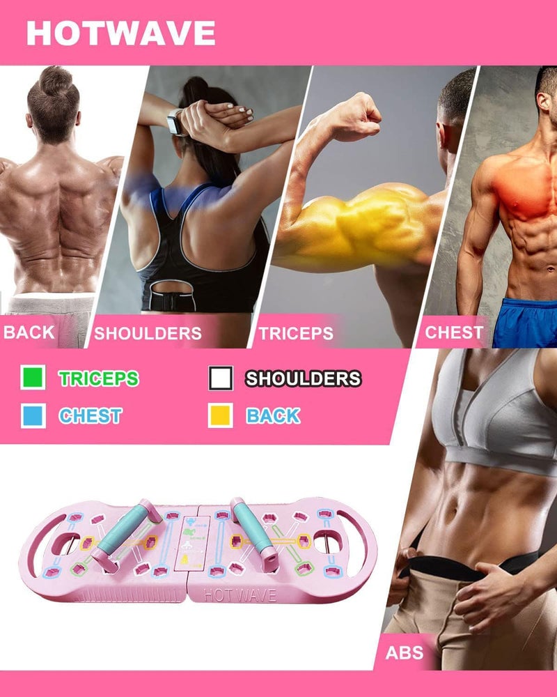 Hot Wave Portable Exercise Equipment with 16 Gym Accessories,20 in 1 Push Up Board Fitness,Resistance Bands with Ab Roller Wheel,at Home Workout for Men - Image 2